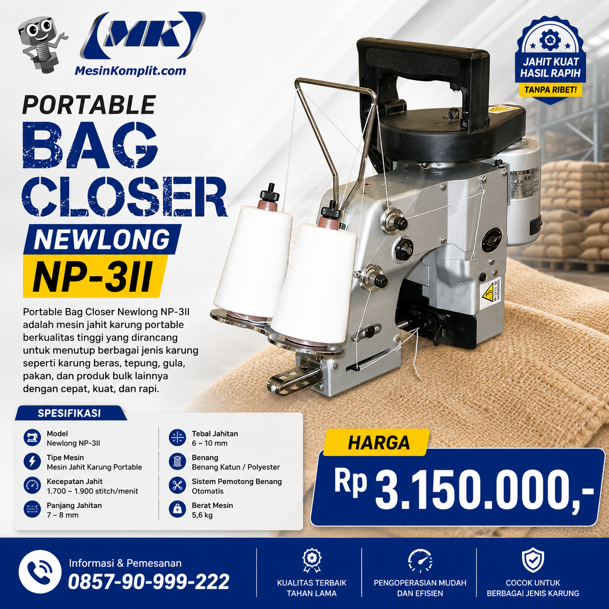 Jahit Karung Newlong Doub...